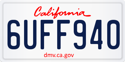 CA license plate 6UFF940