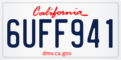 CA license plate 6UFF941