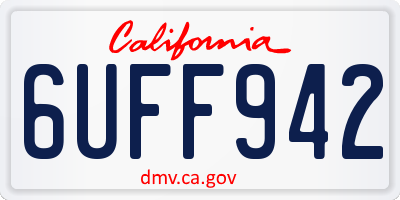 CA license plate 6UFF942