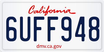 CA license plate 6UFF948