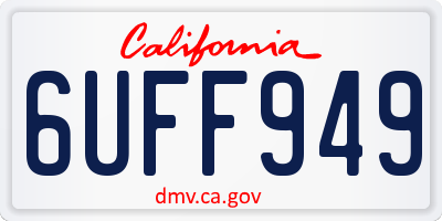 CA license plate 6UFF949