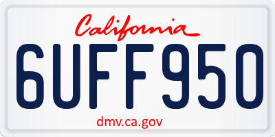 CA license plate 6UFF950