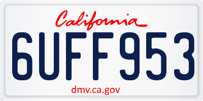CA license plate 6UFF953