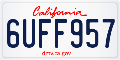 CA license plate 6UFF957