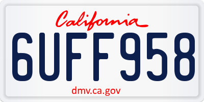 CA license plate 6UFF958