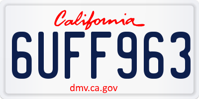 CA license plate 6UFF963