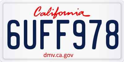CA license plate 6UFF978