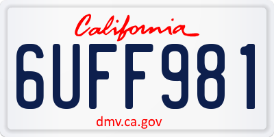CA license plate 6UFF981