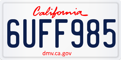 CA license plate 6UFF985