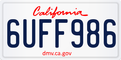 CA license plate 6UFF986