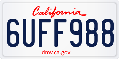 CA license plate 6UFF988