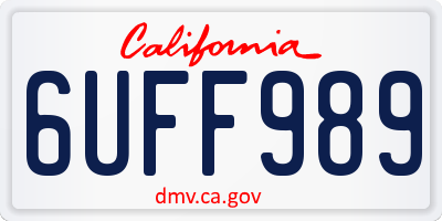 CA license plate 6UFF989