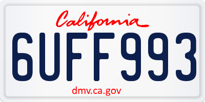 CA license plate 6UFF993