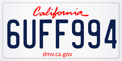 CA license plate 6UFF994