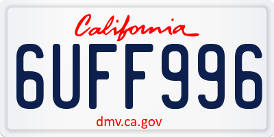 CA license plate 6UFF996