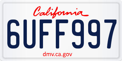 CA license plate 6UFF997