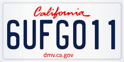 CA license plate 6UFG011