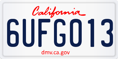 CA license plate 6UFG013