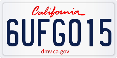 CA license plate 6UFG015