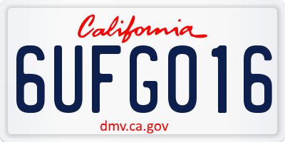 CA license plate 6UFG016