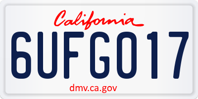 CA license plate 6UFG017