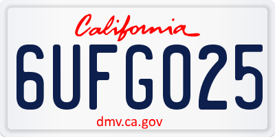 CA license plate 6UFG025