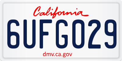 CA license plate 6UFG029