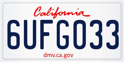 CA license plate 6UFG033