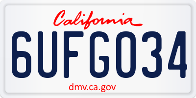 CA license plate 6UFG034