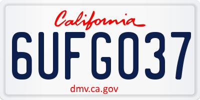 CA license plate 6UFG037