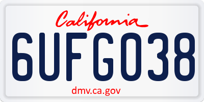 CA license plate 6UFG038
