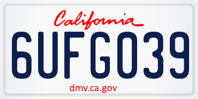 CA license plate 6UFG039
