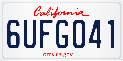 CA license plate 6UFG041
