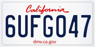 CA license plate 6UFG047