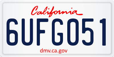 CA license plate 6UFG051