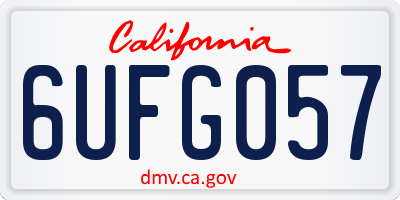 CA license plate 6UFG057