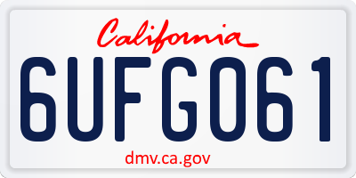 CA license plate 6UFG061