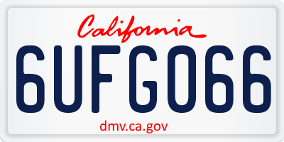 CA license plate 6UFG066