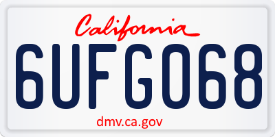 CA license plate 6UFG068