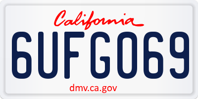 CA license plate 6UFG069