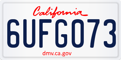 CA license plate 6UFG073