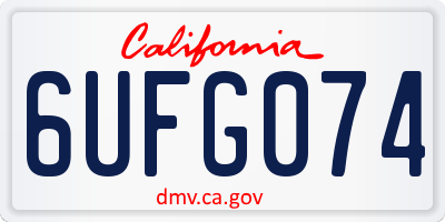 CA license plate 6UFG074