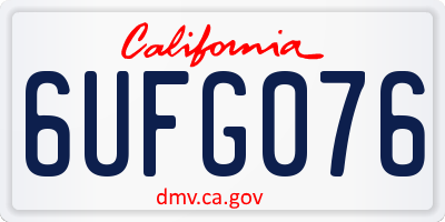 CA license plate 6UFG076