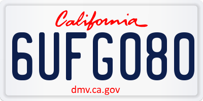 CA license plate 6UFG080