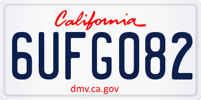 CA license plate 6UFG082
