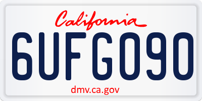 CA license plate 6UFG090