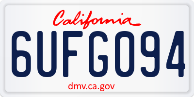 CA license plate 6UFG094