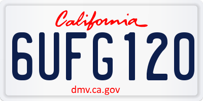 CA license plate 6UFG120