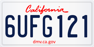 CA license plate 6UFG121
