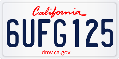 CA license plate 6UFG125